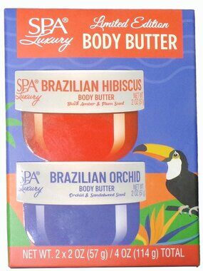 SPA Luxury Limited Edition Body Butter Duo, Black Amber & Orchid Set, 4 oz.